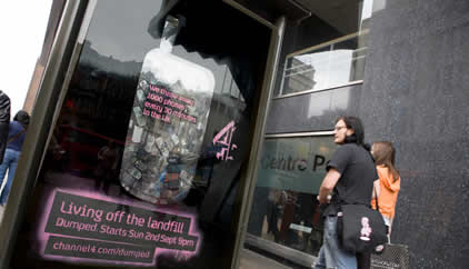 An outdoor display for Channel 4's reality show "Dumped"